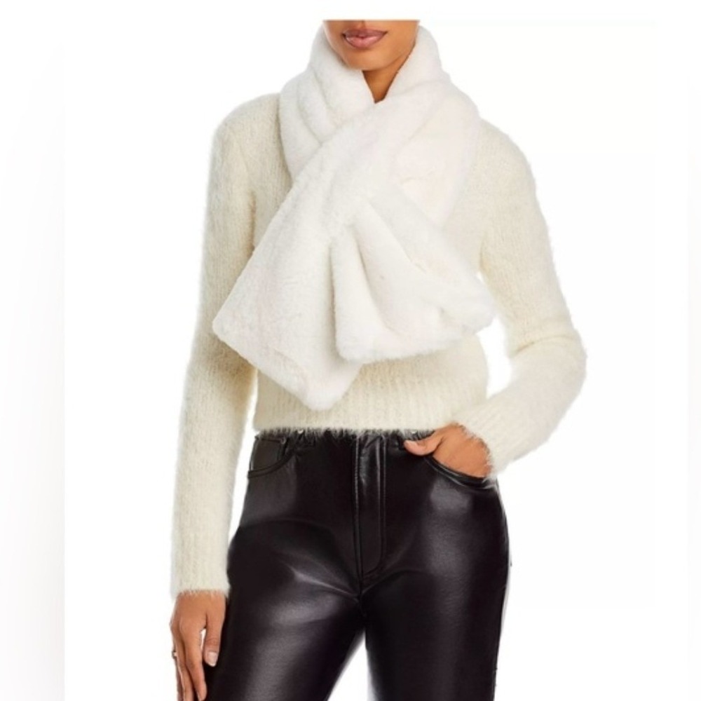 Apparis Cream Ivory Faux Fur Pull Through Scarf Vegan Winter Wrap F20107CM NEW